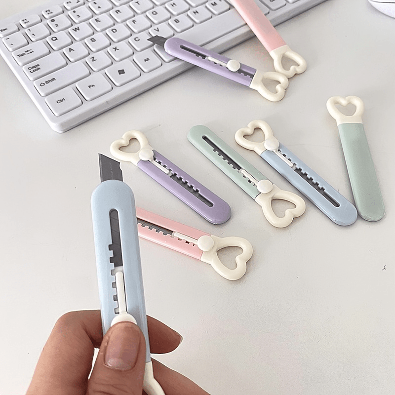 Cute Mini Love Heart Utility Knife Paper Cutter Art Knife - Temu